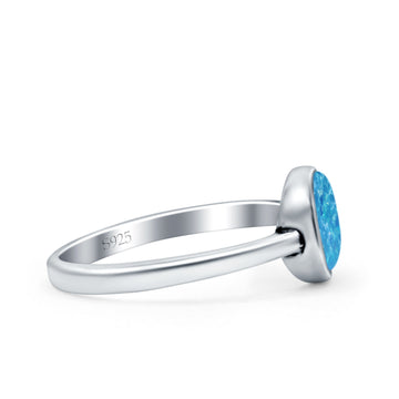 Petite Dainty Oval Lab Created Blue Opal Promise Ring Band Rhodium Plated Braided 925 Sterling Silver